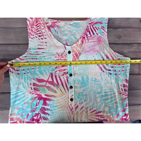 Linen Blend Bright Floral Tropical Maxi Dress Coverup Size XL - Picture 7 of 7